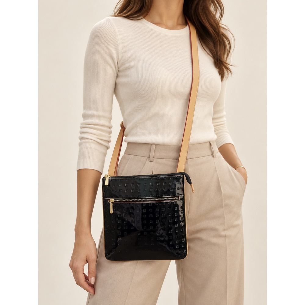 Arcadia Crossbody Bag Womens Small Black Patent Leather Good Slim Made in Italy